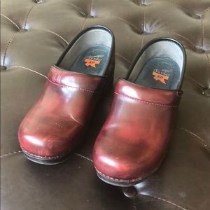 Dark red Dansko XP clogs